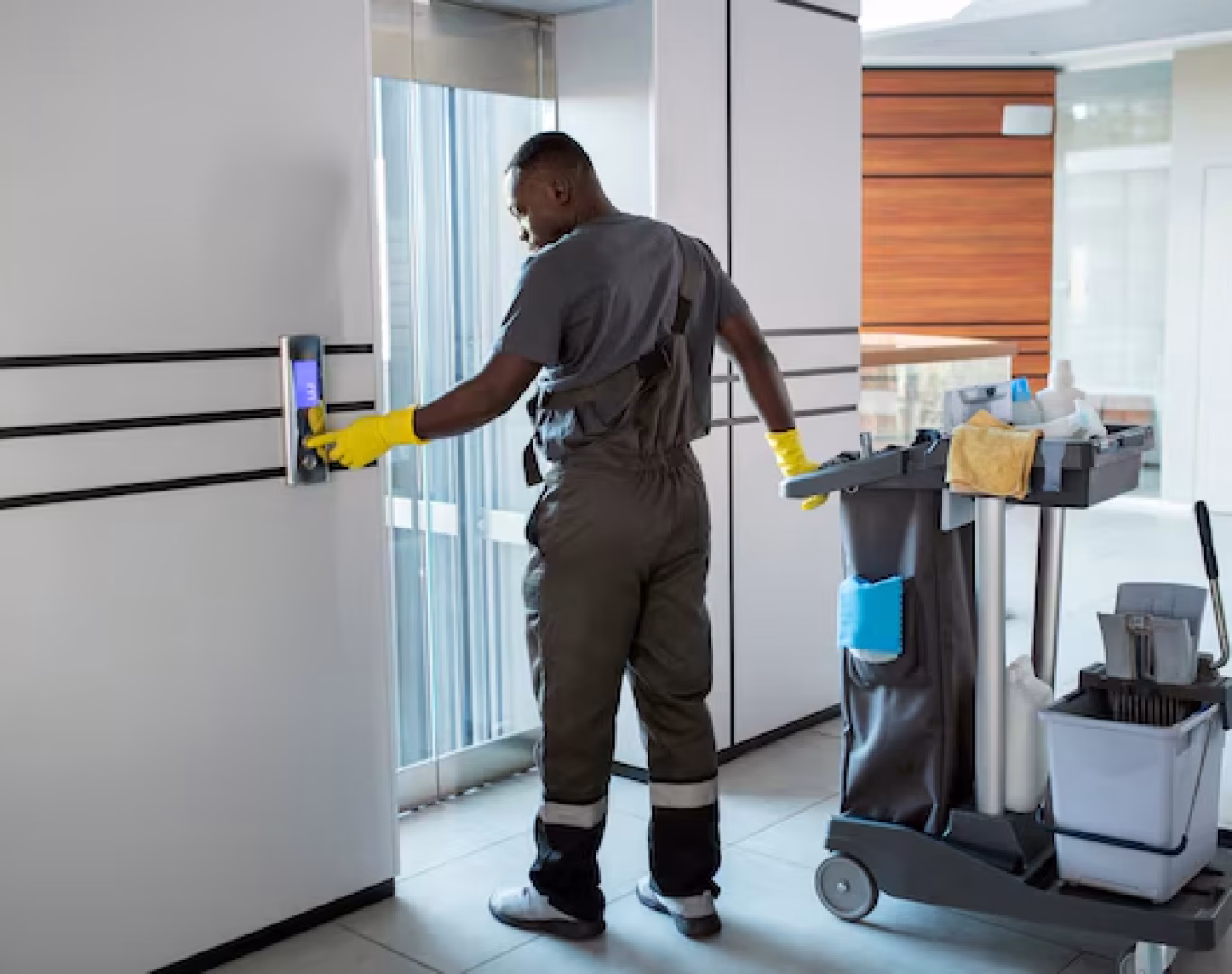 T & M Services INC. cleaning a commercial retail location