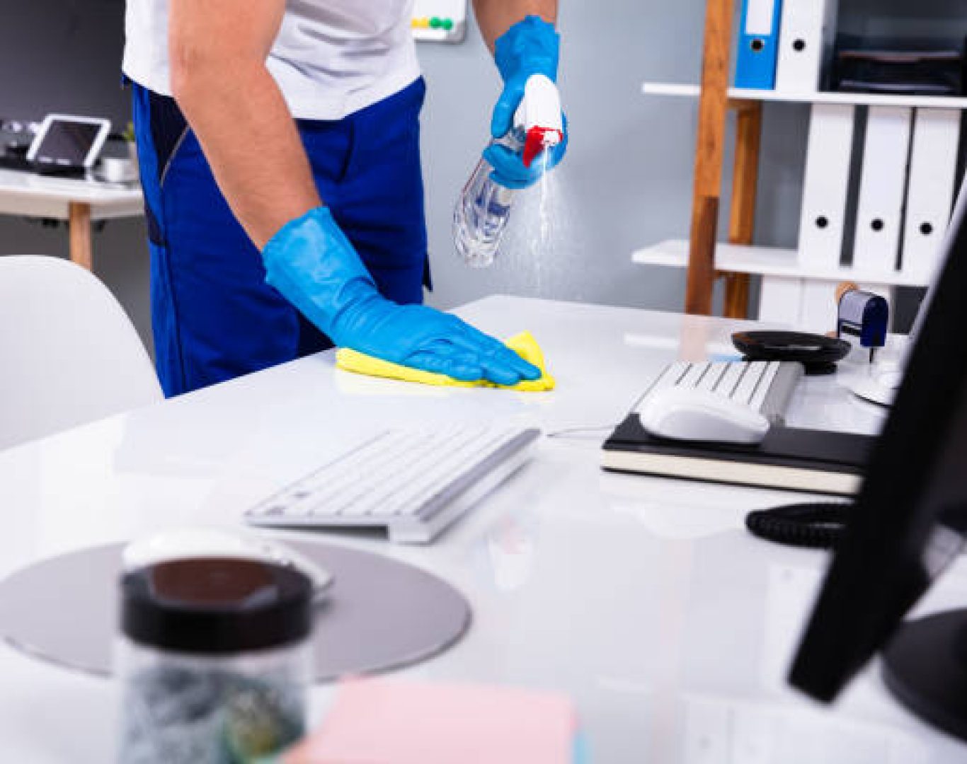 Professional cleaners maintaining spotless offices in Hollywood, FL buildings