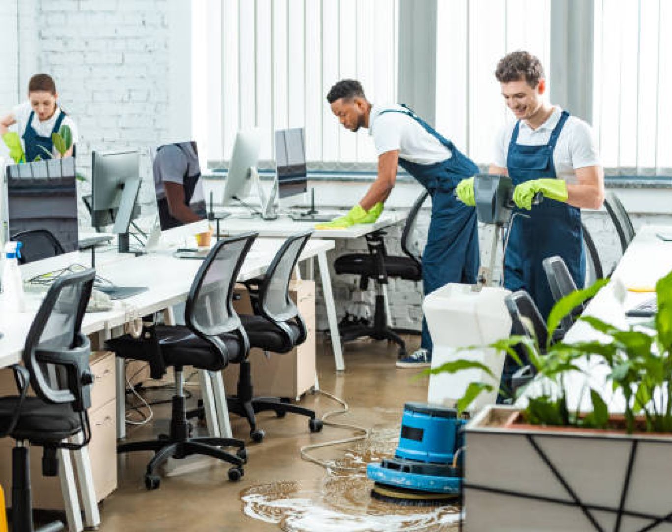 T & M Services INC. cleaning office desks in Pembroke Pines FL