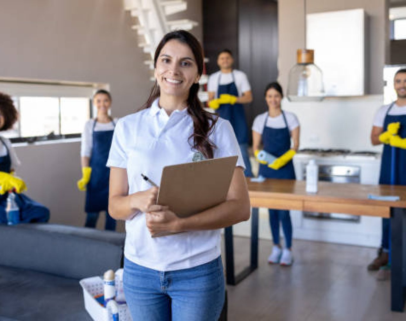 Commercial cleaners working inside Doral FL business office