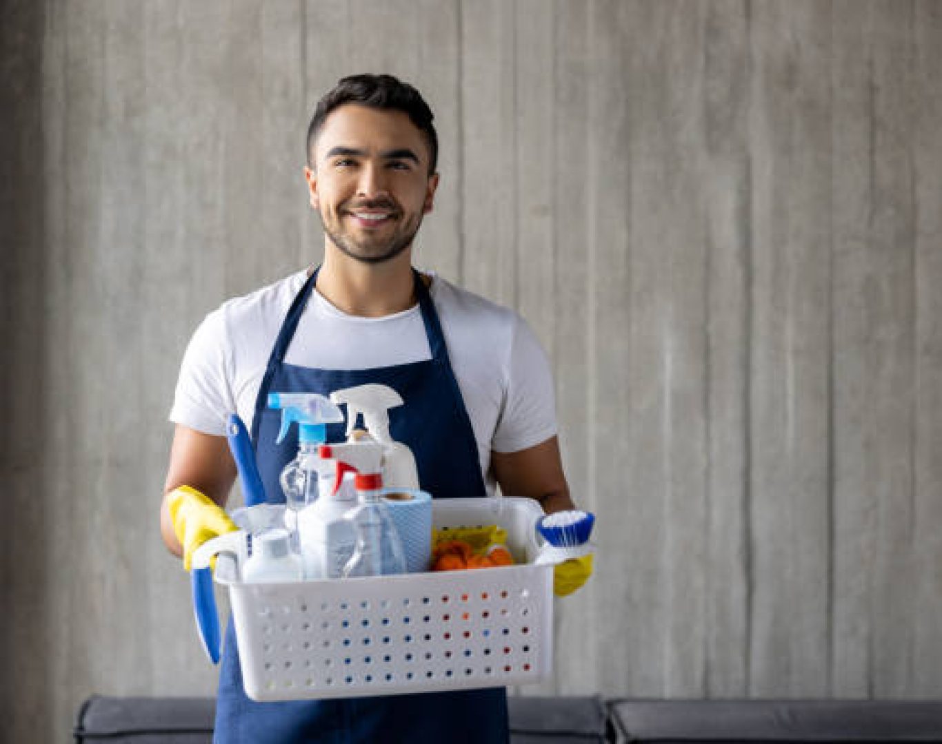 Routine janitorial service keeping offices neat and organized