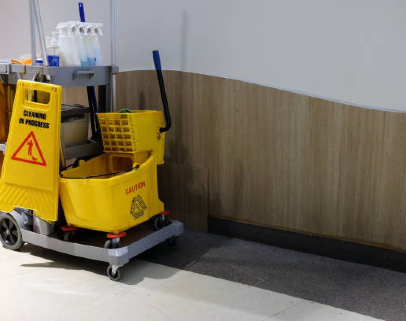 Business janitorial service providing routine cleaning and sanitation support