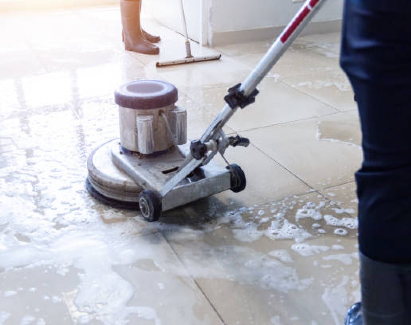 Experienced cleaning crew delivering licensed office cleaning by T & M Services INC.